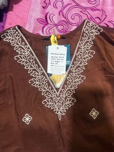Elegant Brown Embroidered Kurta Set