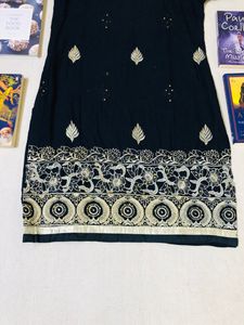 Black Embroidered Kurta ( Women )