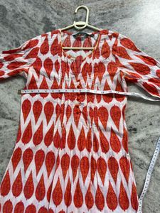 Orange &amp; White Print Dress