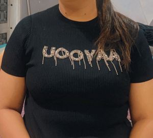 Black Embellished T-Shirt