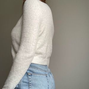 Hollister Coquette Fuzzy Sweater Cardigan Bow XS