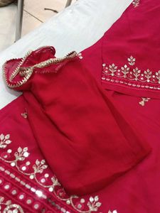 Red Embroidered Kurta Set
