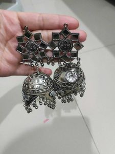 Navratri Silver Jhumka Earrings🌸