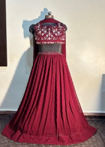 Elegant Maroon Embroidered Lehenga Choli