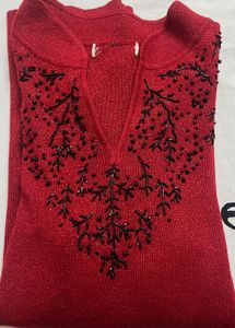 Vintage Red Embellished Top