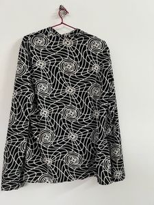 Patterned Black Shrug Top