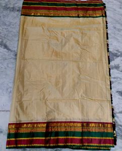 Pure Kanjeevaram Silk Saree Cream Colour.
