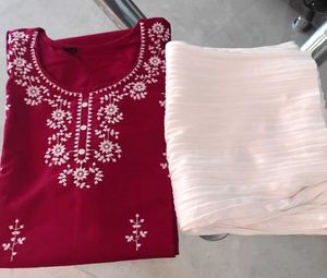 Embroidered Kurta With Plazzo