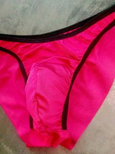 Mens Maroon Satin Pouch Briefs