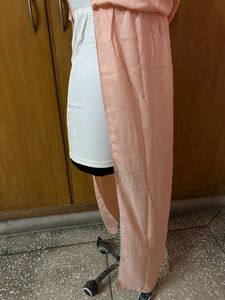 White Midi With Pink Long Layer Dress🎀🤍