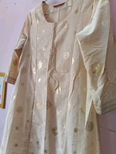 Golden Cream Colour Anaarkali Kurta.