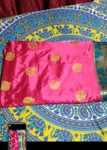 Elegant Pink &amp; Teal Silk Saree