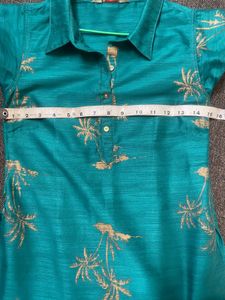 Sea Green Cotton Silk Kurta For Women