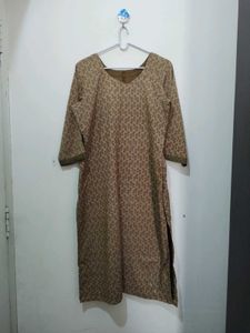 Olive Green Leaf Print Brown Kurta Pajama Dupatta