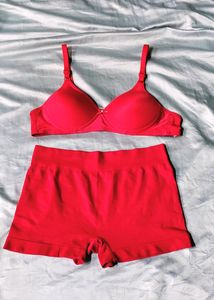 Rose Red Padded Bra with Boyleg Panty