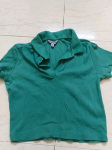 Chic Sea Green Polo Crop Top {Price negotiable}