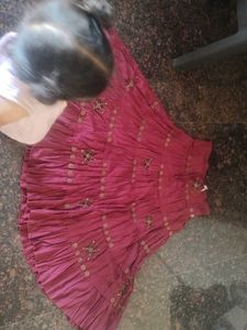 Maroon Embroidered Skirt