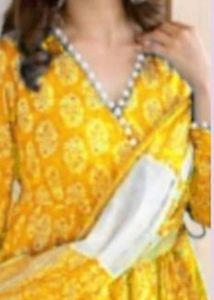 Yellow Floral Anarkali Dress
