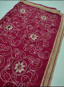 Elegant Maroon Embroidered Saree