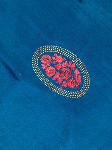 Partywear Blue Crepe Embellished Embroidered Saree