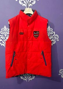 Red Sleeveless Puffer Jacket
