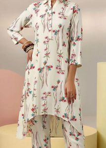 Floral Printed Mandarin Collar Longline Co-ord Set