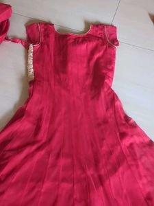 Red &amp; Gold Anarkali Suit