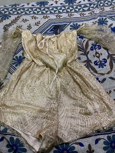 Golden Party Wear Playsuit