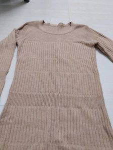 Tan Knit Sweater Dress