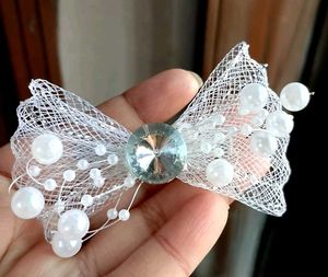 Korean Pearl Rhinestone Hair Bow