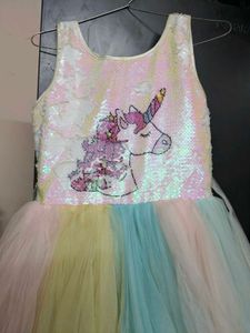 🌸✨ Unicorn Sequin Tulle Dress 👗🦄
