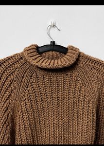 H&amp;M Brown High Neck Heavy Knit Sweater