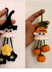 Crochet Halloween Ghost Keychain