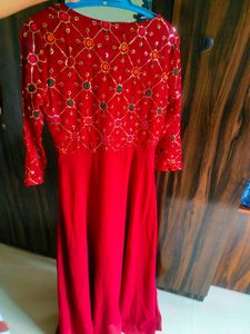 Red Embroidered Kurta