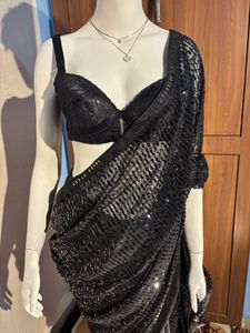 Elegant Black Sequin Saree