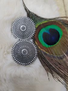 Boho Silver Disc Earrings