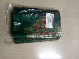 Green Flower Design Soft Lichi Silk Saree