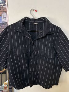 StreetStyleStore Black Cropped Shirt