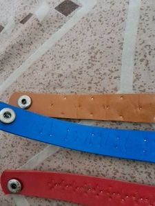 Blue Red And Brown Bracelet Bands (Set Of 3)