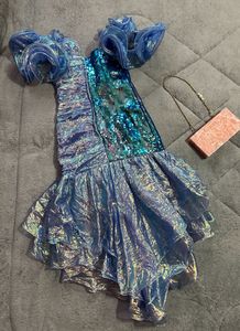Blue Sequins Ruffle Dress (bust :30-32