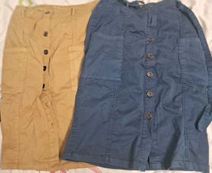 Beige &amp; Dark Blue Skirt Combo