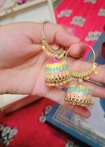 Colorful Jhumka Hoop Earrings