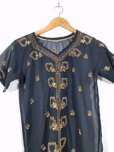 Black Chikankari Top(Womens)