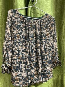 Printed Top With Elastic At Waist