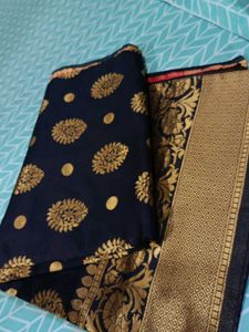 Black Colour Saree With Red Blouse Fabric