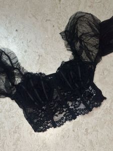 URBANIC: Black Lace Puff Sleeve Corset Top🖤