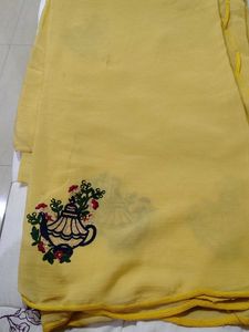 Elegant Yellow Embroidered Saree