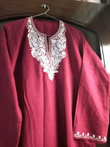 Woolen Pheran with Floral Embroidery