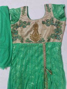 Green Embroidered Anarkali Suit