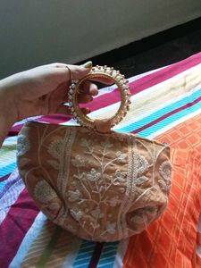 Embroidered Clutch with Bangle Handles